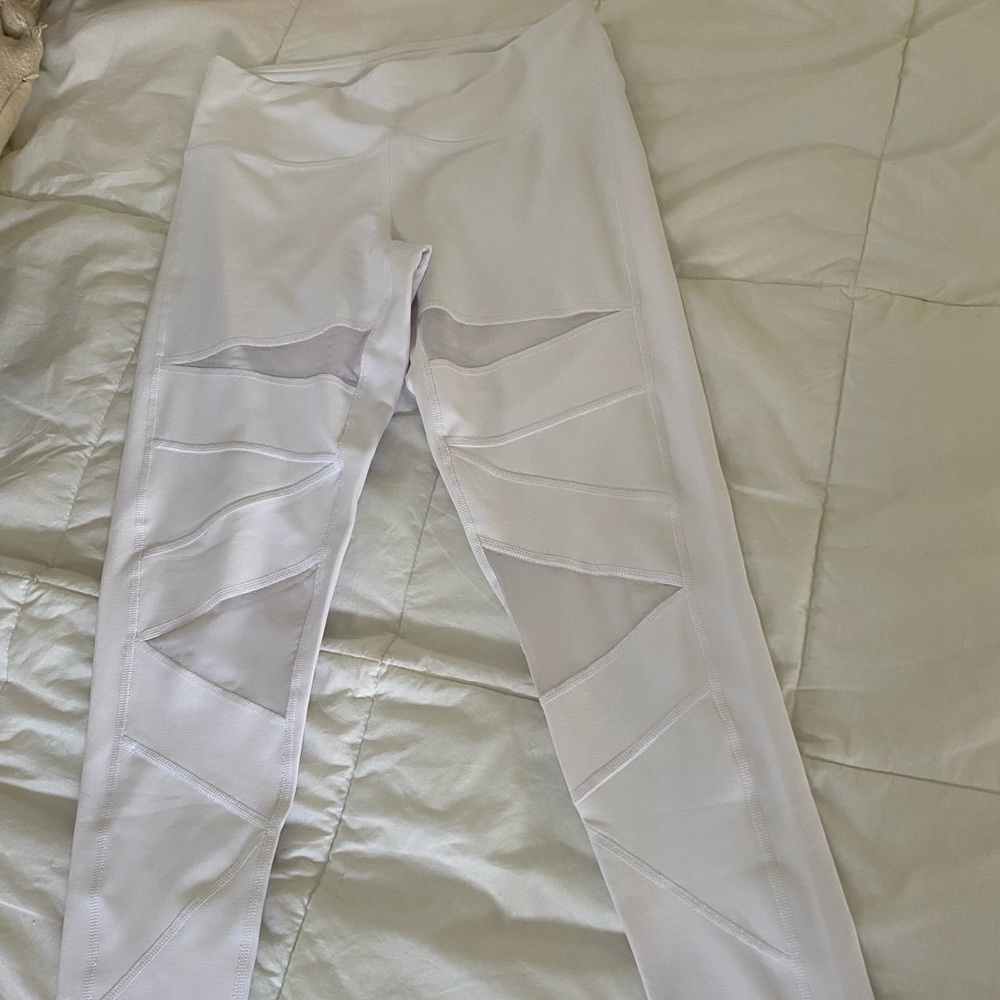 BRAND NEW White Leggings with Mesh Cutouts